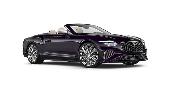 Bentley Hong Kong - DCH Bentley New Continental GTC Mulliner convertible front three quarter view in Damson paint with 22 inch Mulliner painted and polished wheel