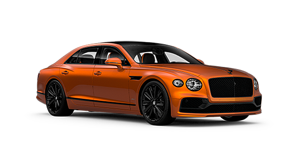 Bentley Hong Kong - DCH Bentley Flying Spur Speed front side angled view in Orange Flame coloured exterior. 